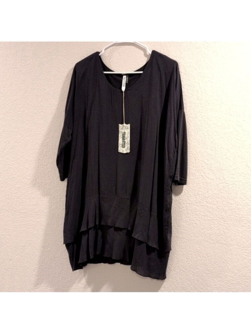 MonoReno Top Tunic,Drop shoulder sleeves , Oversized Size L ,Charcoal,NWT